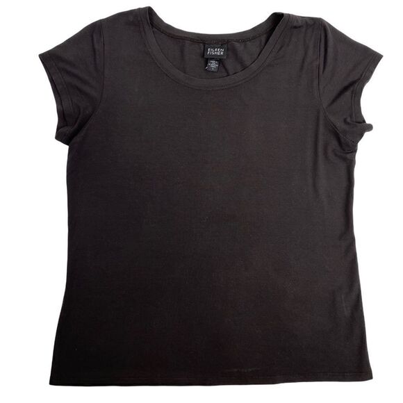 Eileen Fisher Rayon Brown Short Sleeve T-Shirt Blouse Womens Small Top - Picture 1 of 9